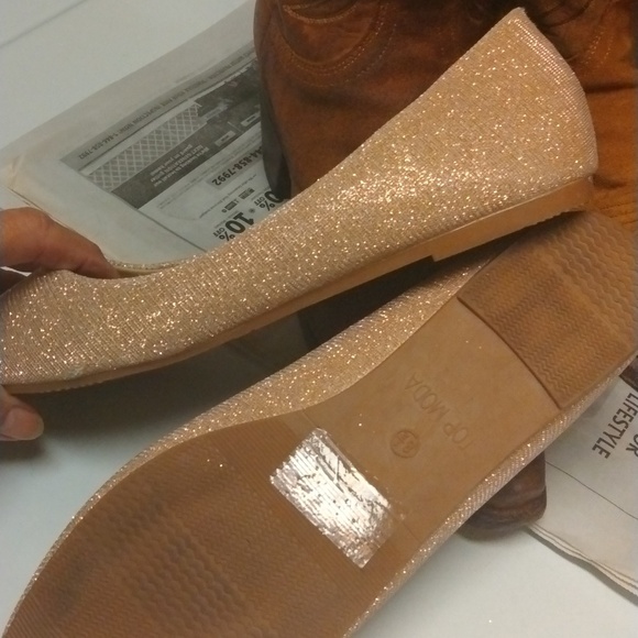 Women's Top Moda ballet slipper rose gold sparkle, size 8.5 - Picture 8 of 8